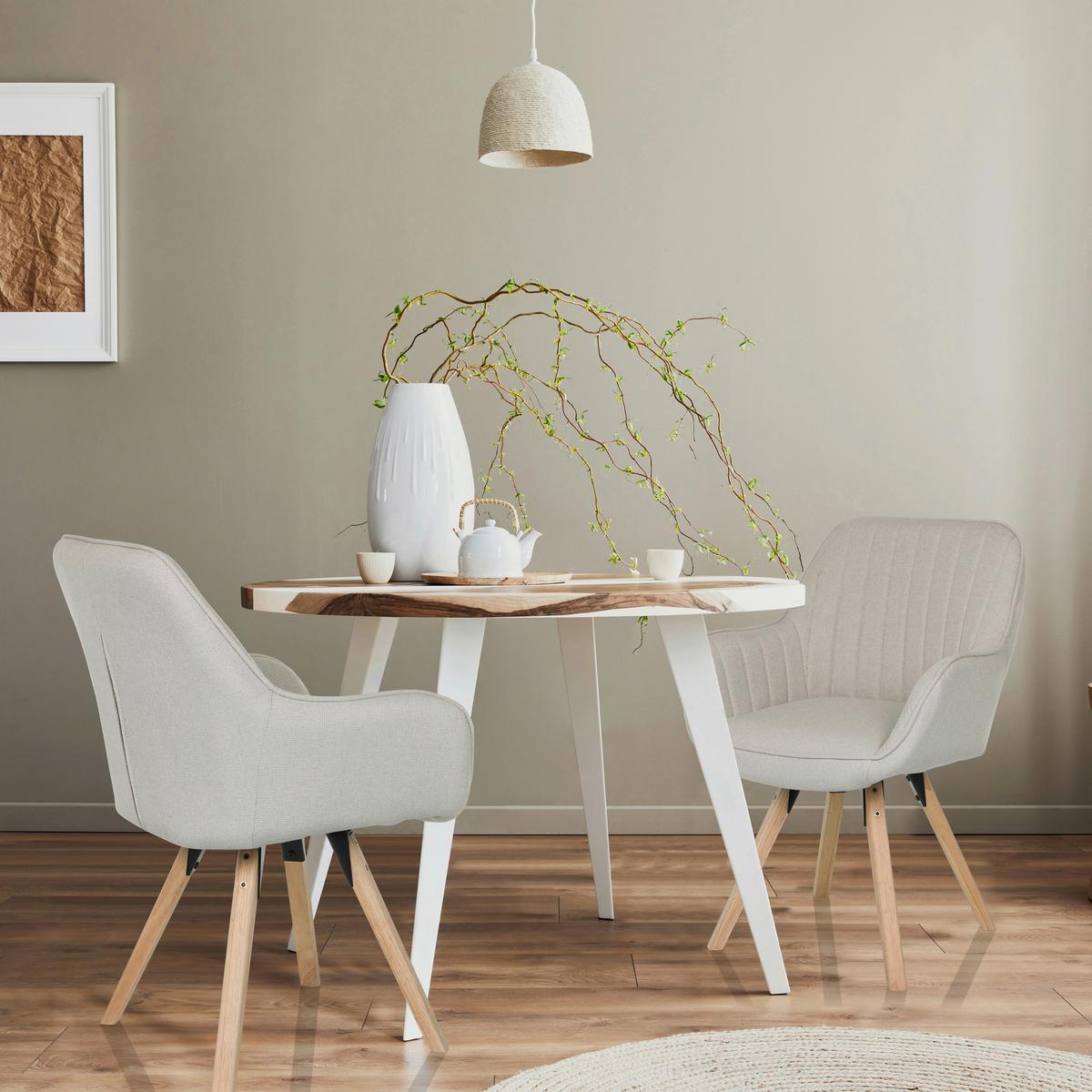 Naslanjač Scandi Soft, Krem Barva - krem barve/barve bukve, Moderno, tekstil/les (56/84/62cm) - MID.YOU
