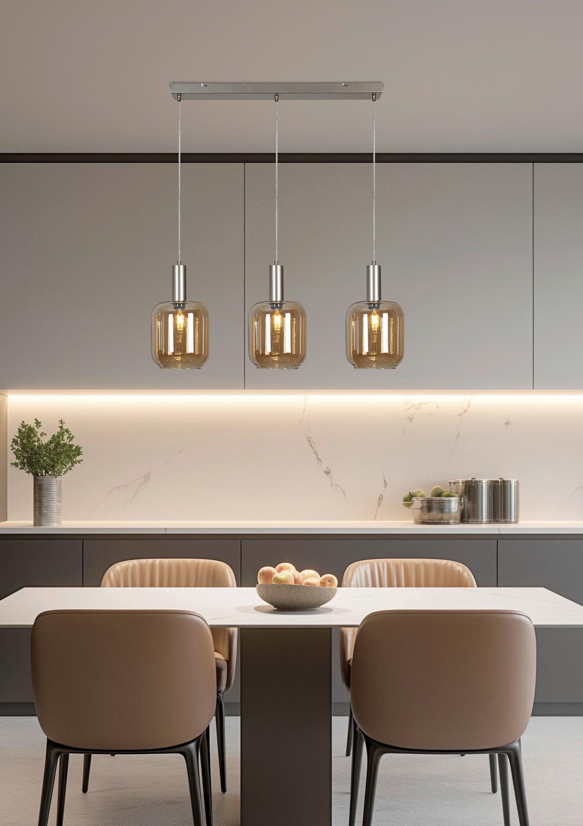 Hängeleuchte Siop Transparent/Bernstein max. 40W - Champagner/Transparent, MODERN, Glas/Kunststoff (80/20/120cm)