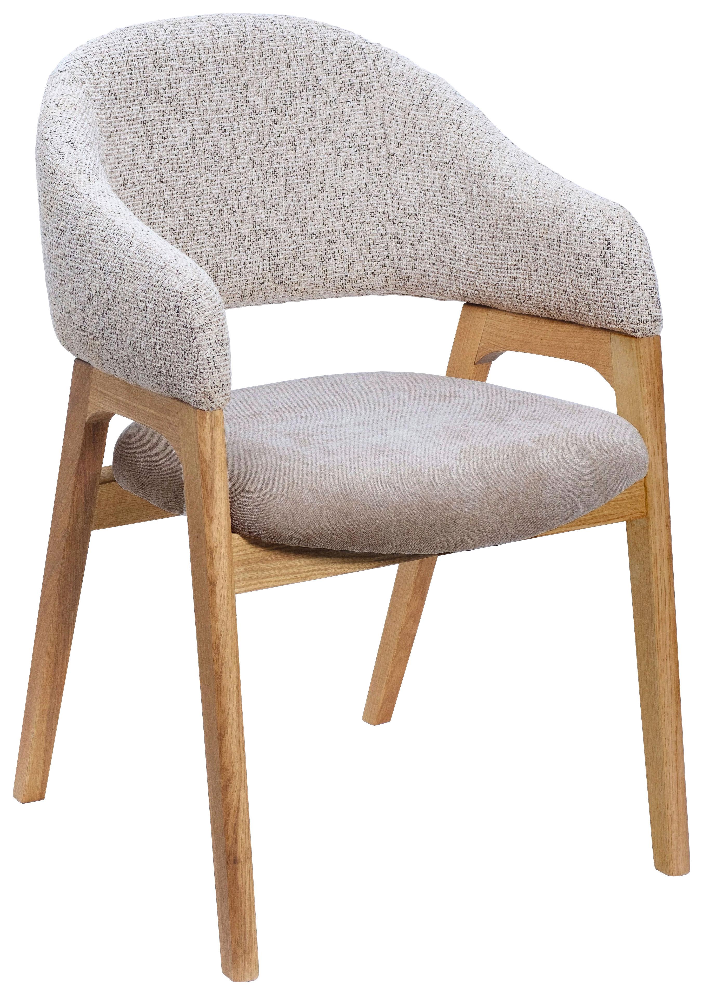 KRZESŁO Z PODŁOKIETNIKAMI BERTI - kolor dębowy/taupe, Konventionell, tkanina/drewno (56,5/82,5/59,5cm) - Linea Natura