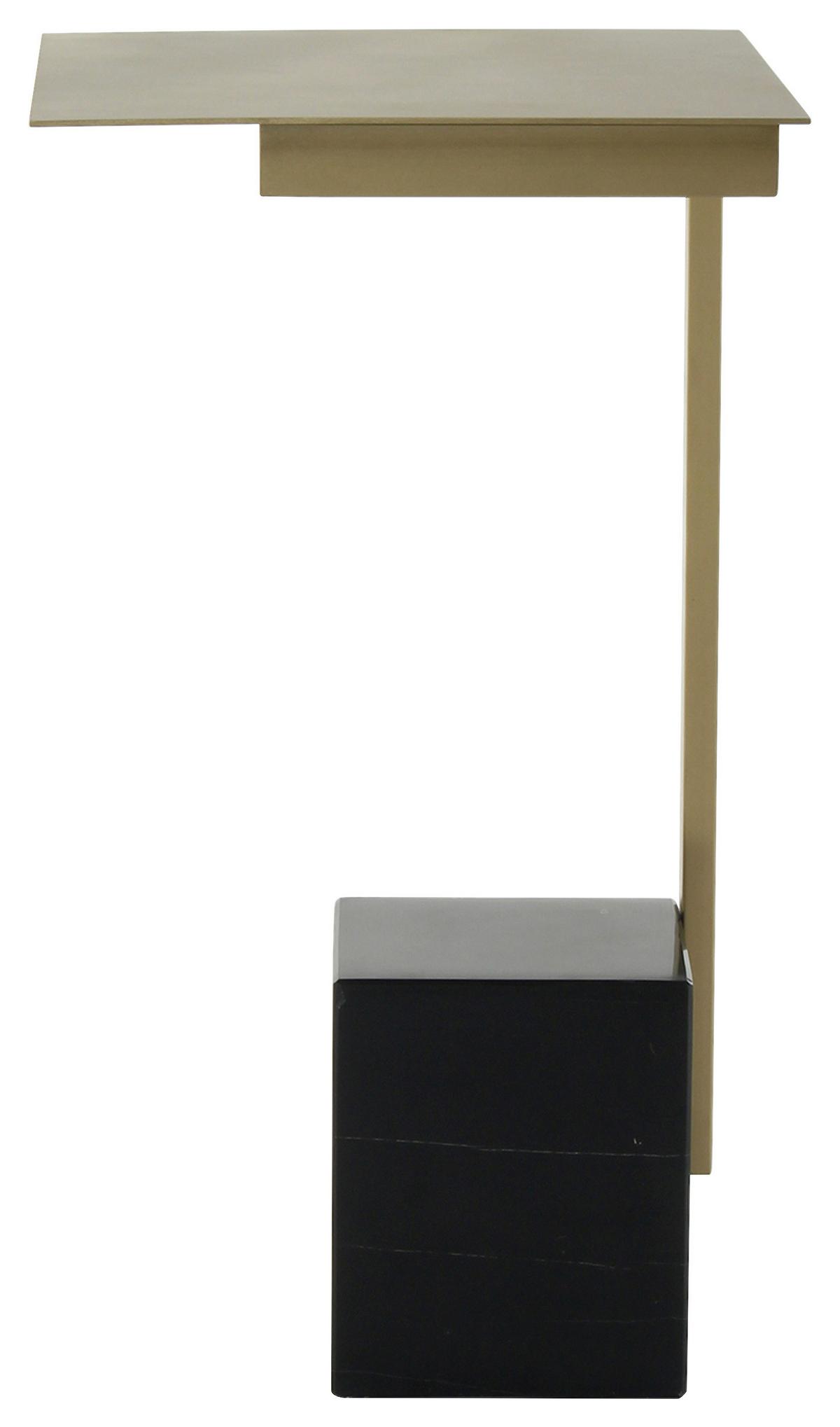 Beistelltisch Rocio 200 Schwarz - Design, Glas/Stein (30/30/56cm) - Kayoom