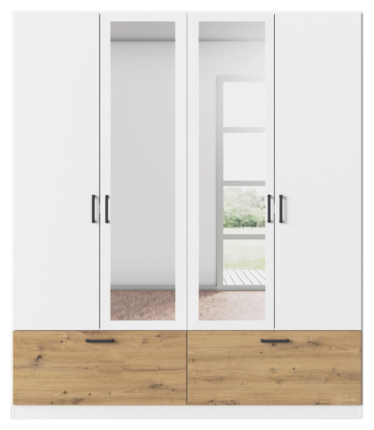Omara Za Oblačila Bari, Bela, Barva Hrasta - siva/bela, Basics, kovina/leseni material (181/210/54cm) - Boxxx