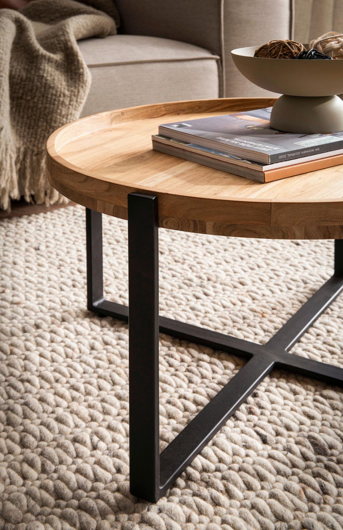 COUCHTISCH COUCHTISCH AKAZIE - Schwarz/Braun, Design, Holz/Metall (60/60/36cm) - Livetastic