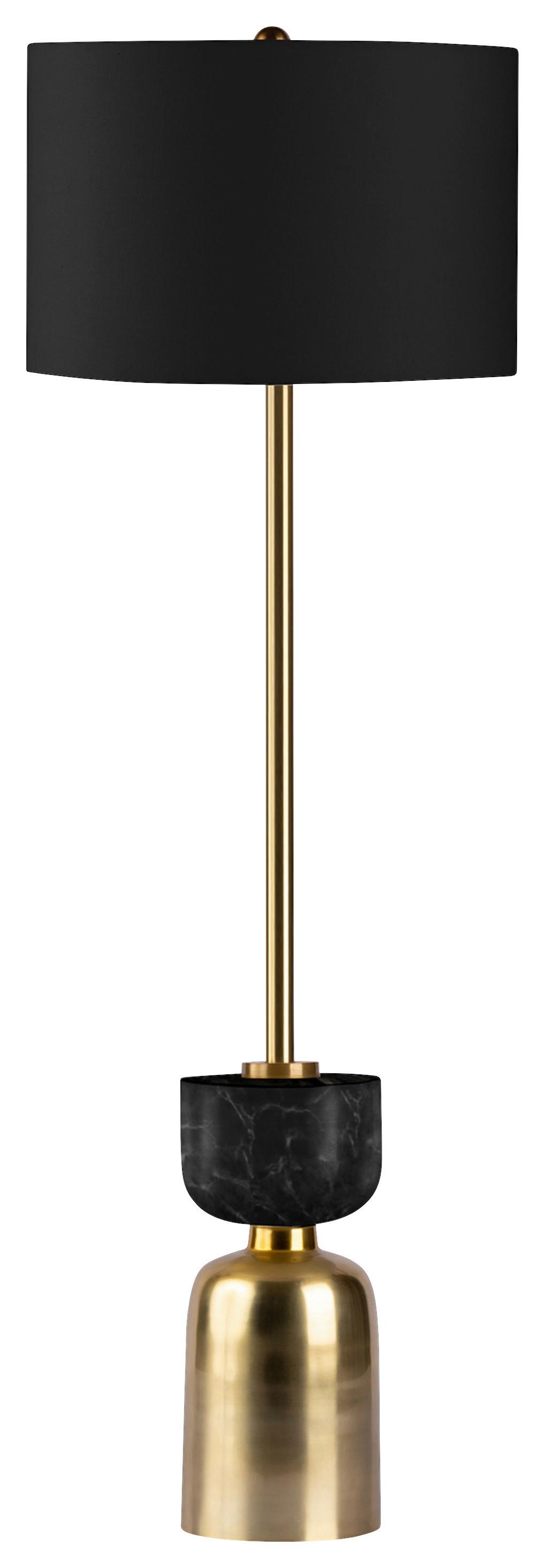 Stehleuchte Ceres 200 Schwarz - Goldfarben/Schwarz, Basics, Textil/Stein (30,5/127cm) - Kayoom