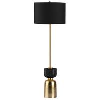 Stehleuchte Ceres 200 Schwarz - Goldfarben/Schwarz, Basics, Textil/Stein (30,5/127cm) - Kayoom