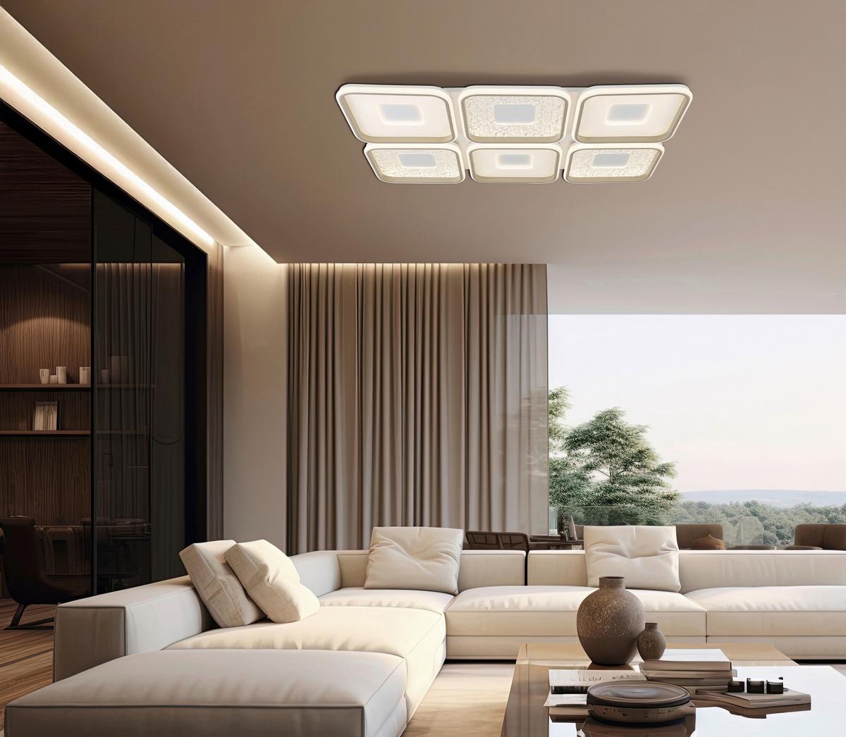 Led-deckenleuchte 48097-120 Mosaiko - Sandfarben/Klar, Design, Kunststoff/Metall (100,1/67/7,8cm) - Globo