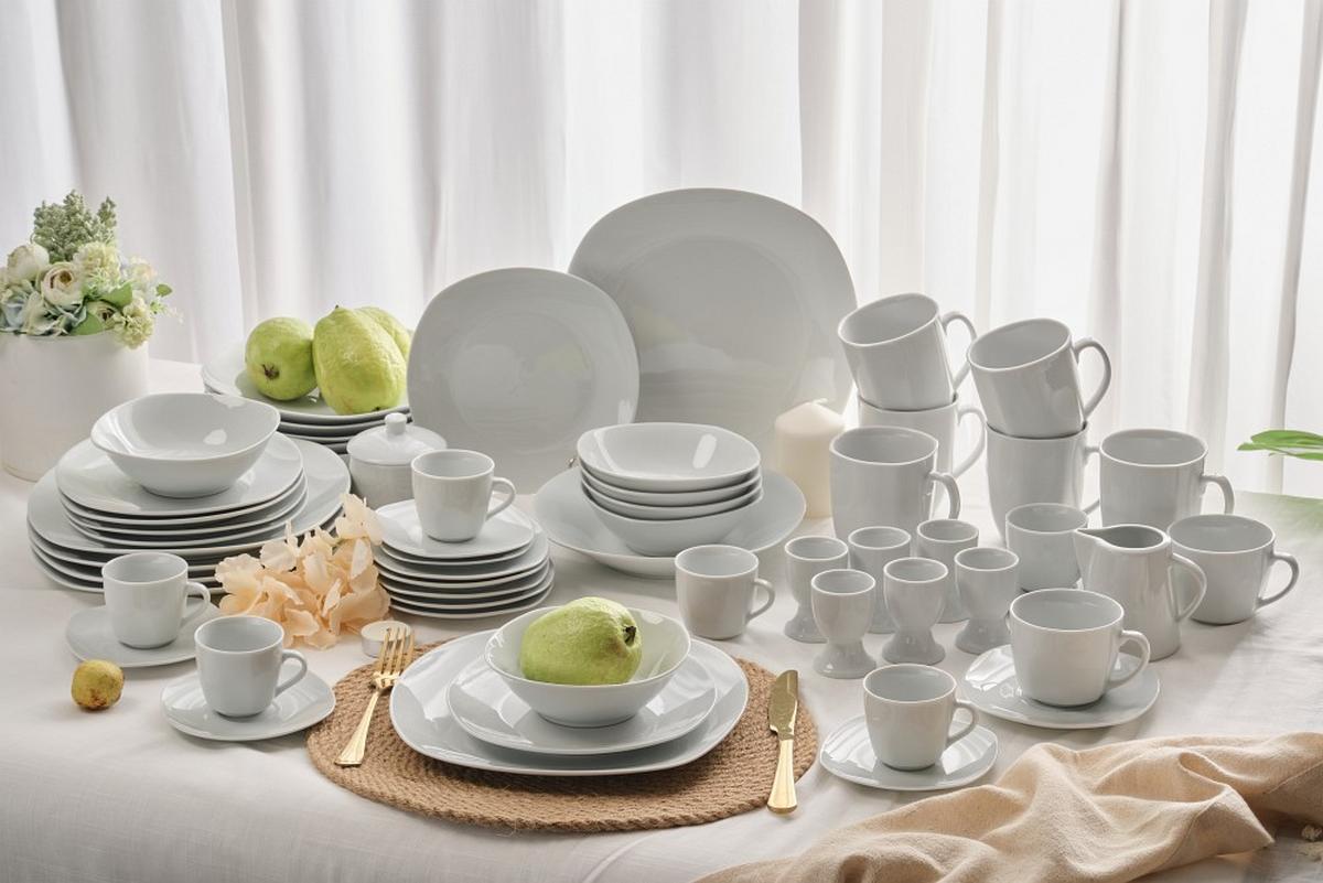 SERWIS OBIADOWO-ŚNIADANIOWY ASCONA - biały, Basics, ceramika - Novel