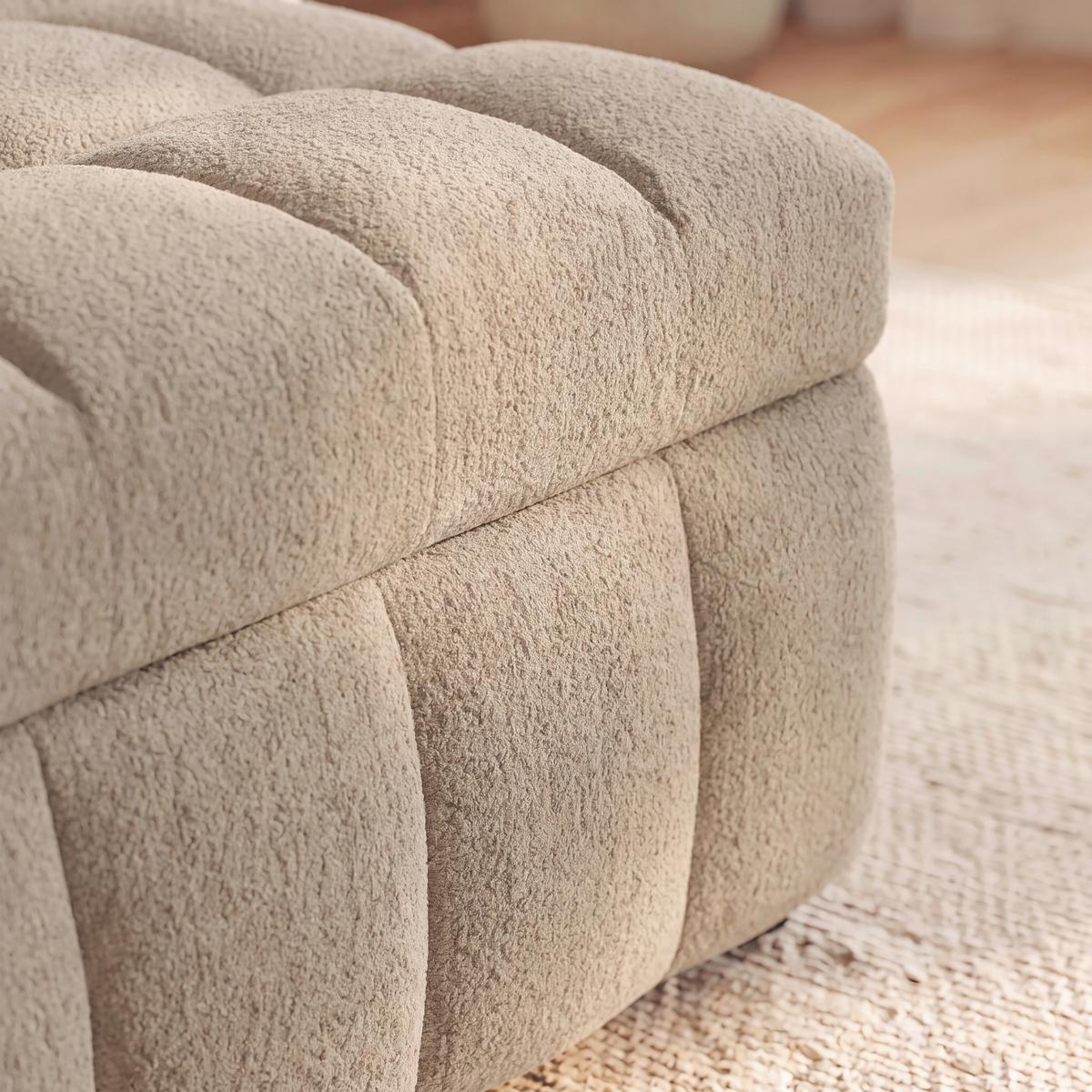 Schlafsofa Liara Webstoff Beige - Beige/Schwarz, MODERN, Holz/Textil (137/87/110cm) - Bessagi Home