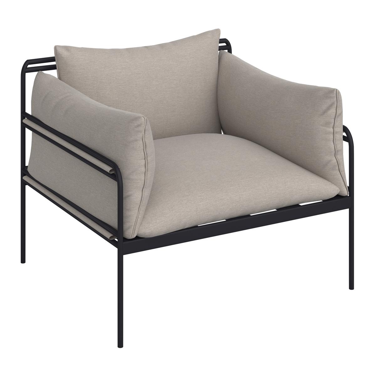 Outdoorlounge Anny Beige Metall/Outdoorstoff/Glas - Dunkelgrau/Beige, MODERN, Glas/Textil (218/170/72cm) - Bessagi Garden