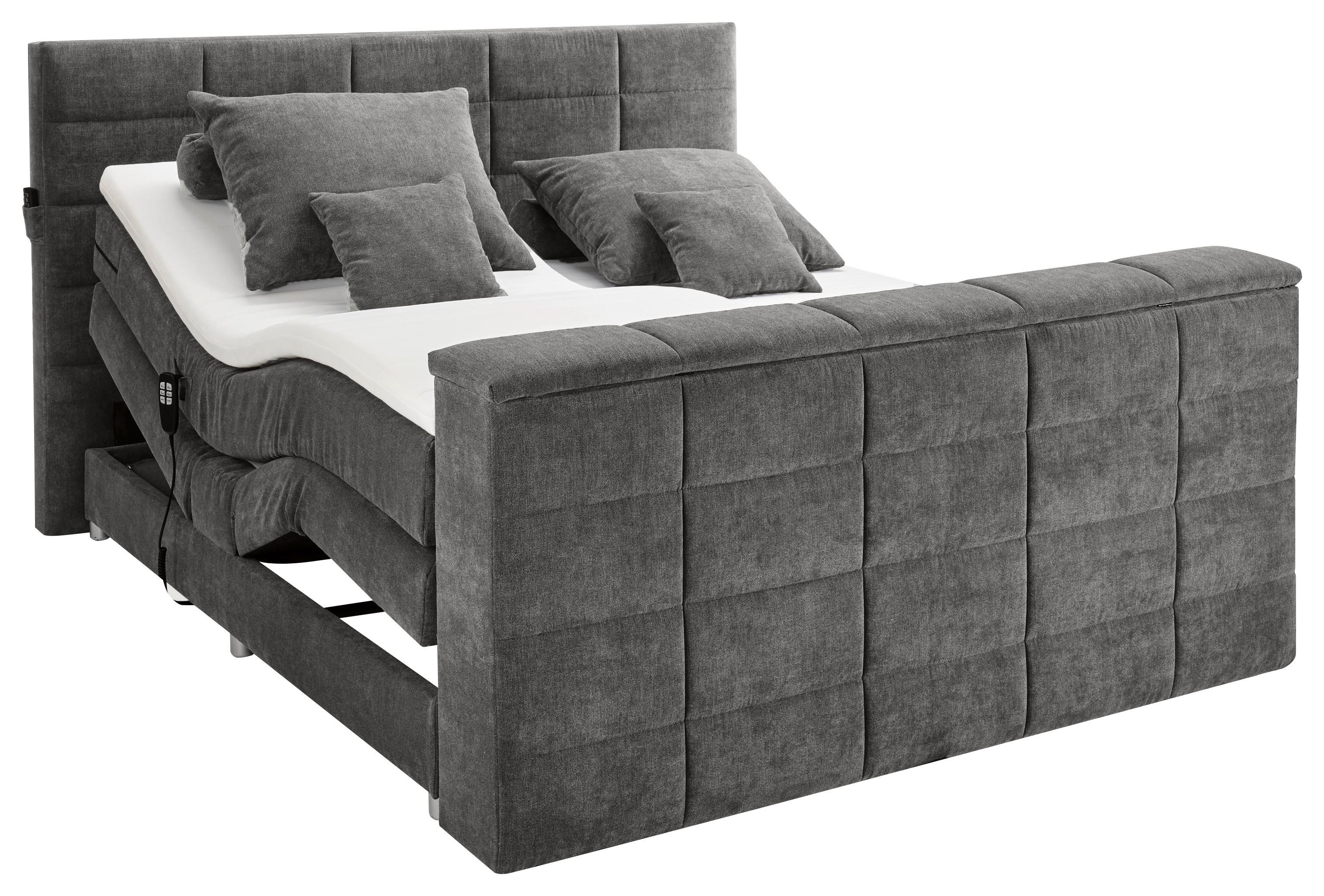 Boxspringbett Denver Grau ca. 180x200 cm mit Topper - Dunkelgrau, KONVENTIONELL, Textil (180/200cm) - Carryhome