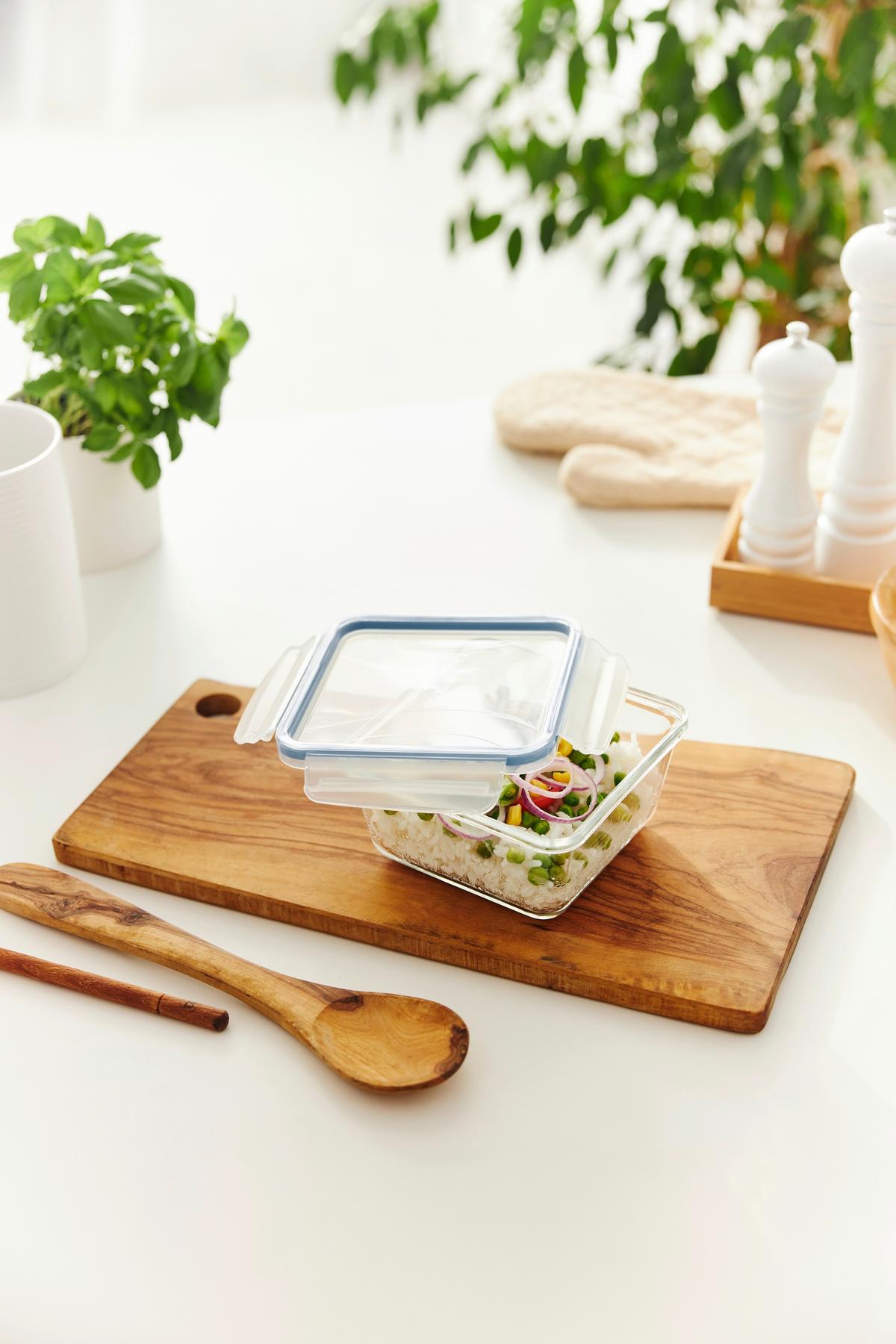 POJEMNIK NA ŻYWNOŚĆ 1051306161 - niebieski/przezroczysty, Basics, tworzywo sztuczne/szkło (16,5/16,5/22,8cm) - Rotho