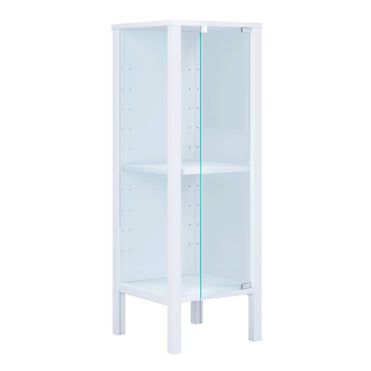 Vitrine Jensol Weiß/Klar - Klar/Weiß, Design, Glas/Holzwerkstoff (33/98/35cm) - Livetastic