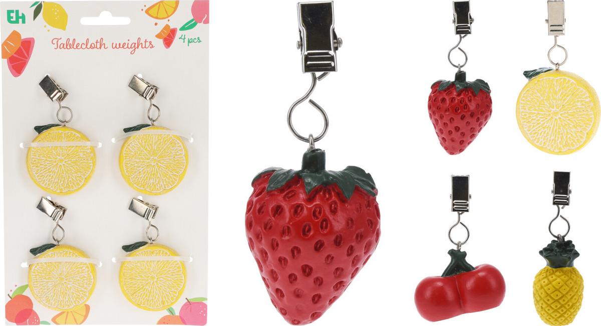 Terítőnehezék-készlet Fruits - sötétsárga/sárga, kő (4,5/3,5cm)