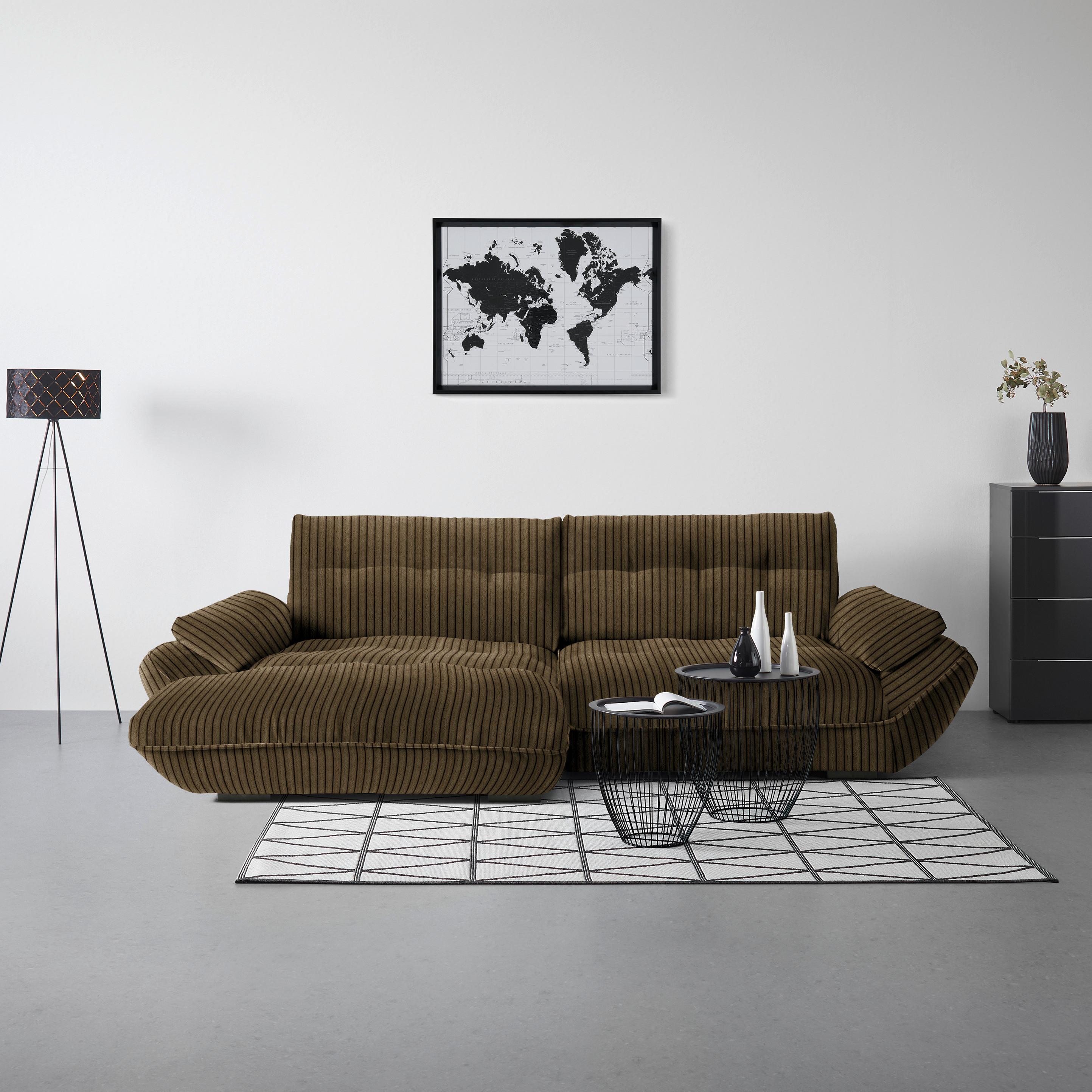 Wohnlandschaft Vivo Dunkelbraun - Dunkelbraun/Schwarz, MODERN, Kunststoff/Textil (179/63/317cm) - Premium Living