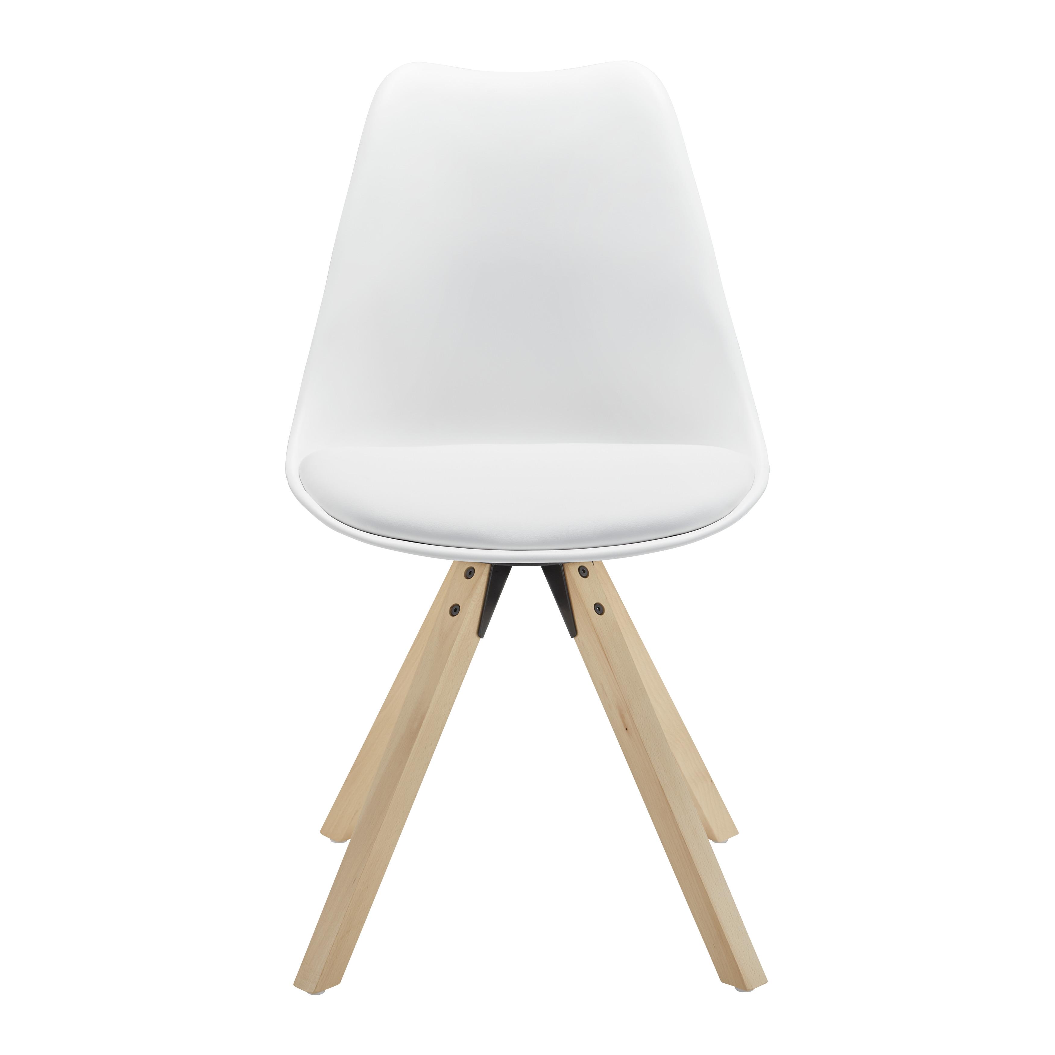 Stuhl "Ricky", weiß, Echtholz Beine - Buchefarben/Weiß, MODERN, Holz/Kunststoff (48/85/57,4cm) - Bessagi Home