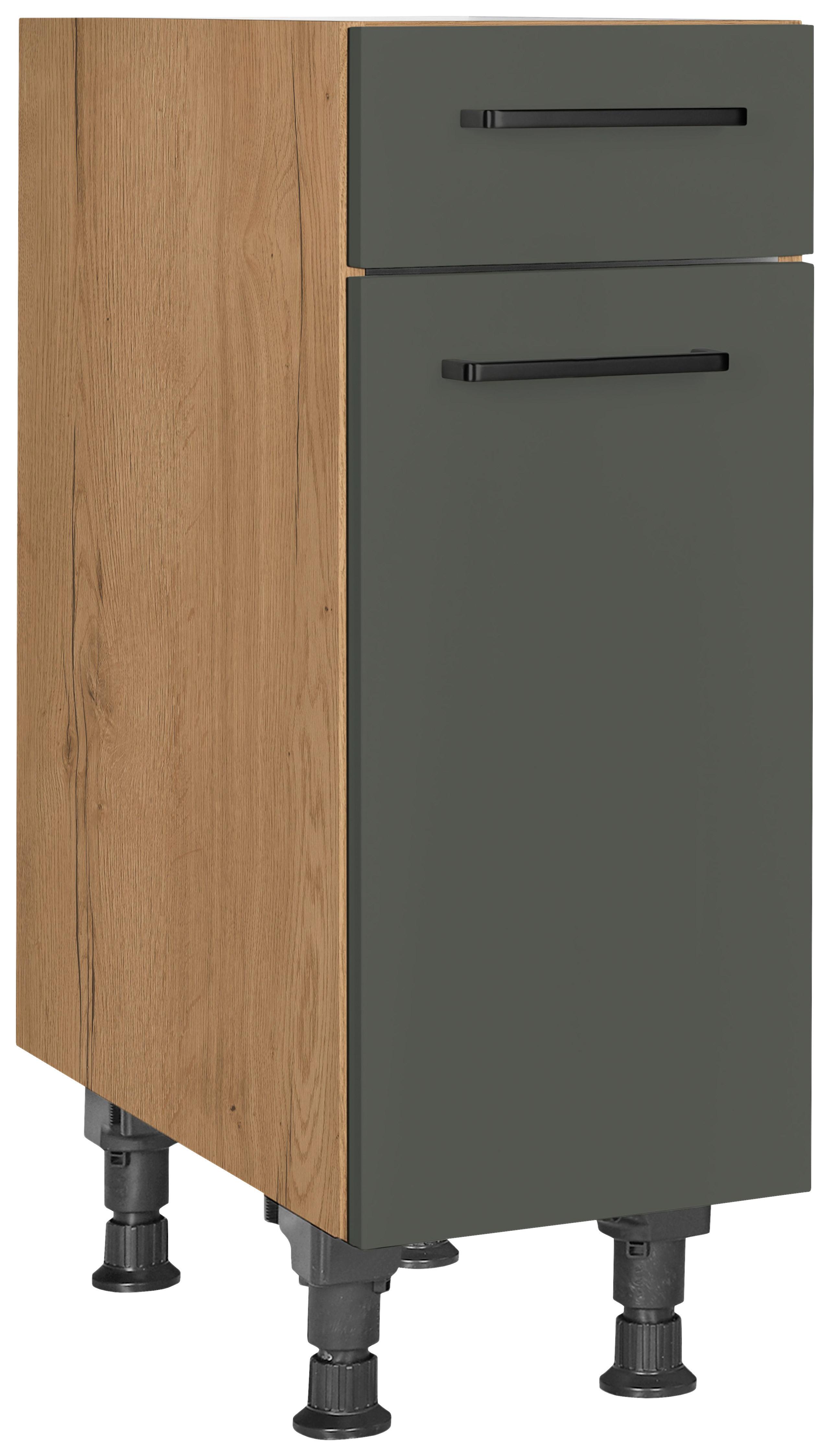 Schubkastenunterschrank Easytouch Grün - Eichefarben/Schwarz, MODERN, Holzwerkstoff/Metall (30/87/56cm) - Nobilia