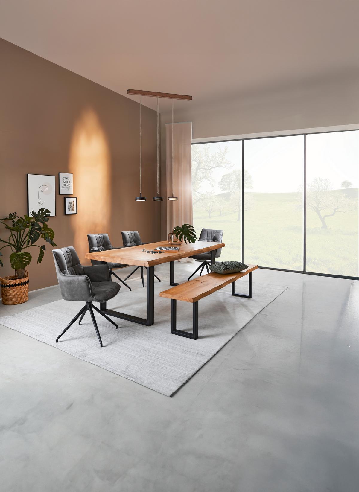 ŁAWKA COUNTRY -EXKLUSIV- - kolor dębowy/czarny, Natur, metal/drewno (180/44/40cm) - Landscape