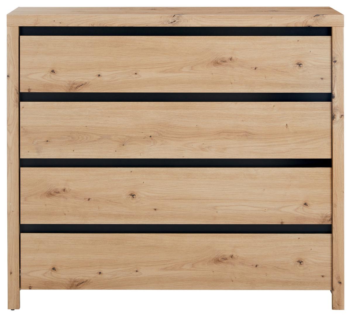 Komoda Larios C, Barva Hrasta - črna/hrast artisan, Moderno, leseni material (105/91/40cm) - Mömax