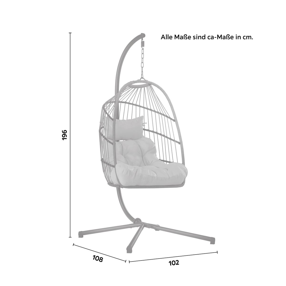 Hängesessel Laura Grau/Schwarz - Schwarz/Grau, Basics, Kunststoff/Textil (103/198/102cm) - Mömax