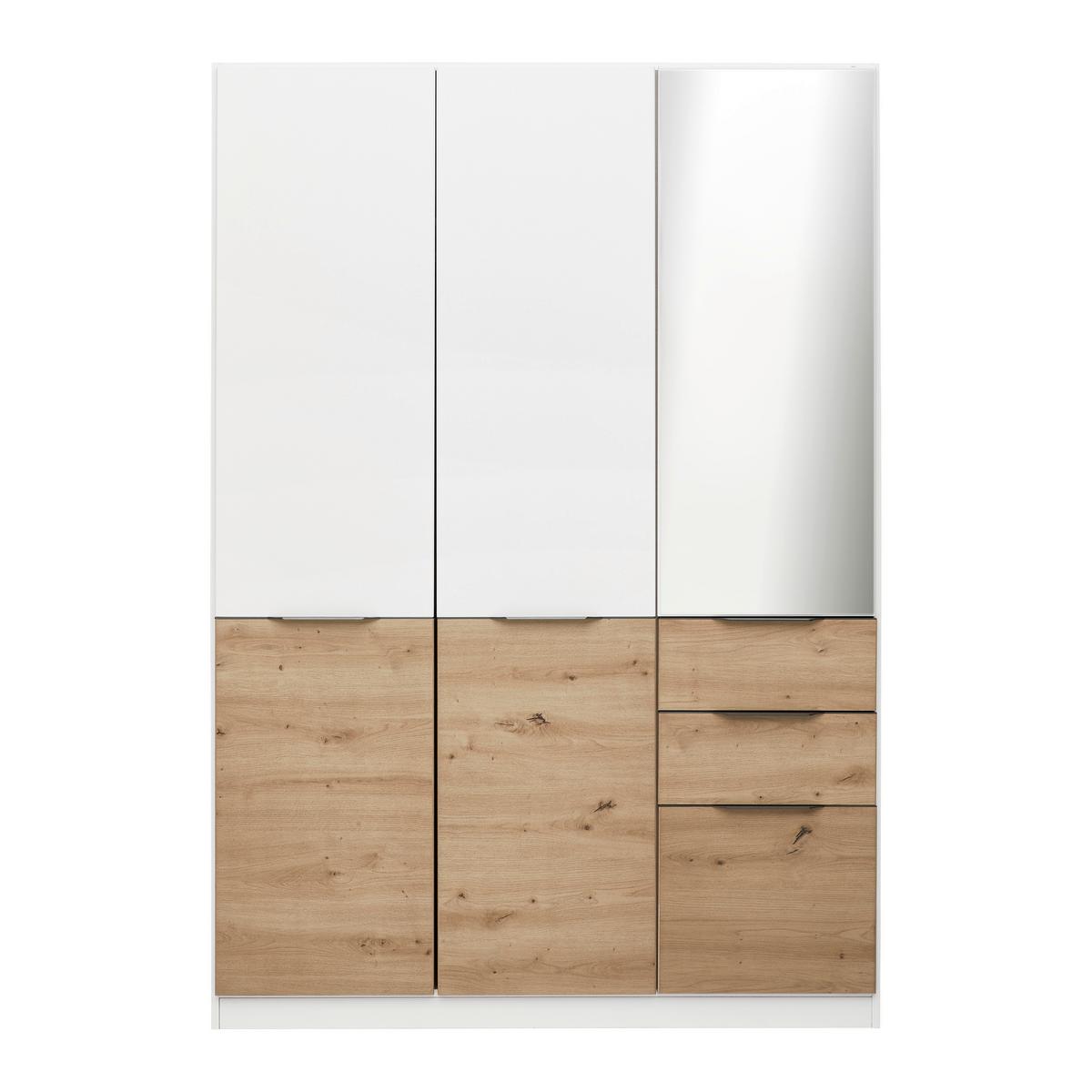 Drehtürenschrank Max Weiß/Eiche Artisan - Weiß/Eiche Artisan, KONVENTIONELL, Holzwerkstoff/Kunststoff (136/197/54cm) - Mömax