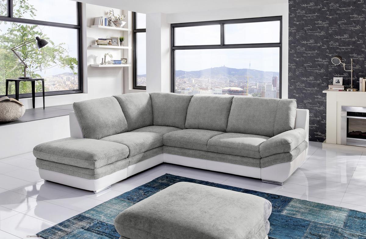 Wohnlandschaft "Nardo" , Dunkelgrau - Chromfarben/Dunkelgrau, MODERN, Textil/Metall (221/264cm) - MID.YOU