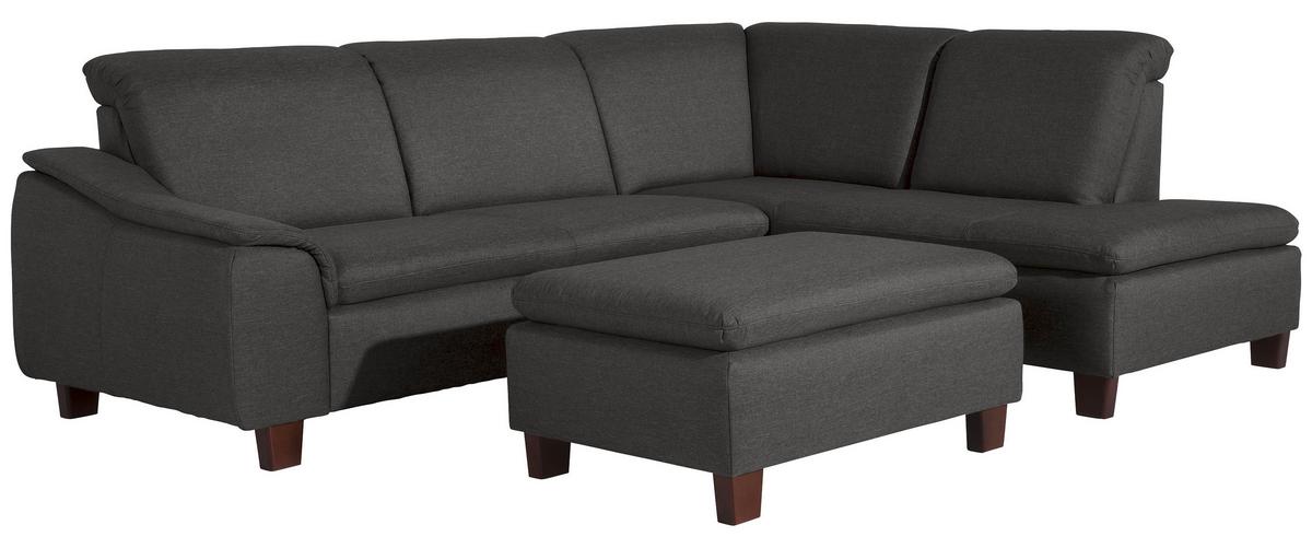 ECKSOFA AARON - Anthrazit/Nussbaumfarben, Design, Holz/Textil (247/187cm) - Max Winzer