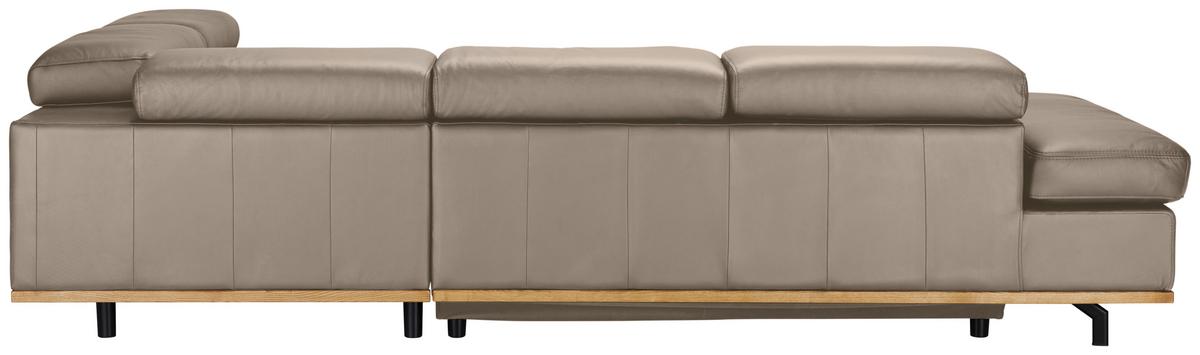 Wohnlandschaft Carmen rechts Creme - Creme/Schwarz, MODERN, Leder/Holz (292/72/226cm) - Premium Living