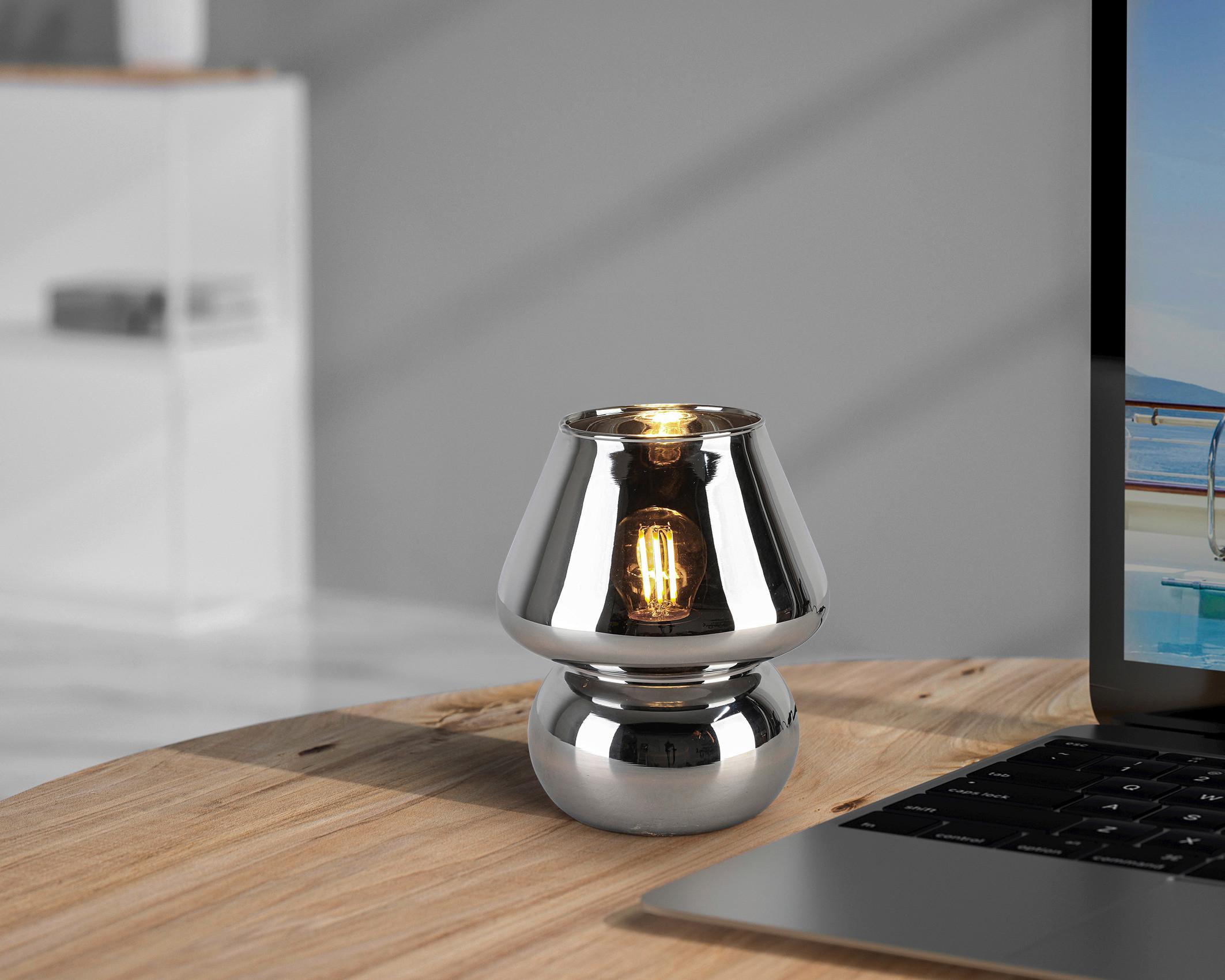 Namizna Svetilka Schöni - barve kroma/črna, Moderno, umetna masa/steklo (15/18cm) - Modern Living