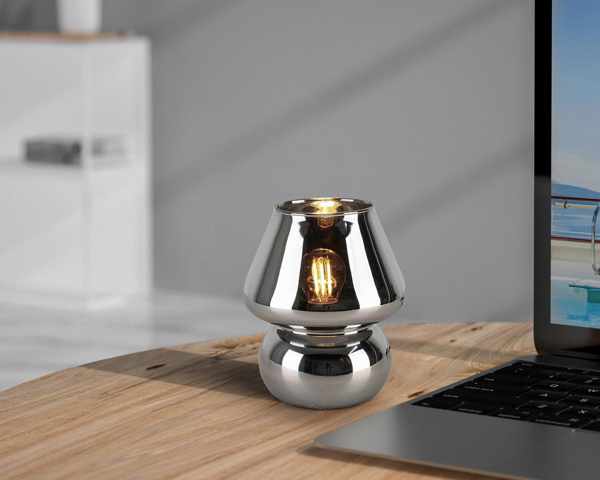 Namizna Svetilka Schöni - barve kroma/črna, Moderno, umetna masa/steklo (15/18cm) - Modern Living