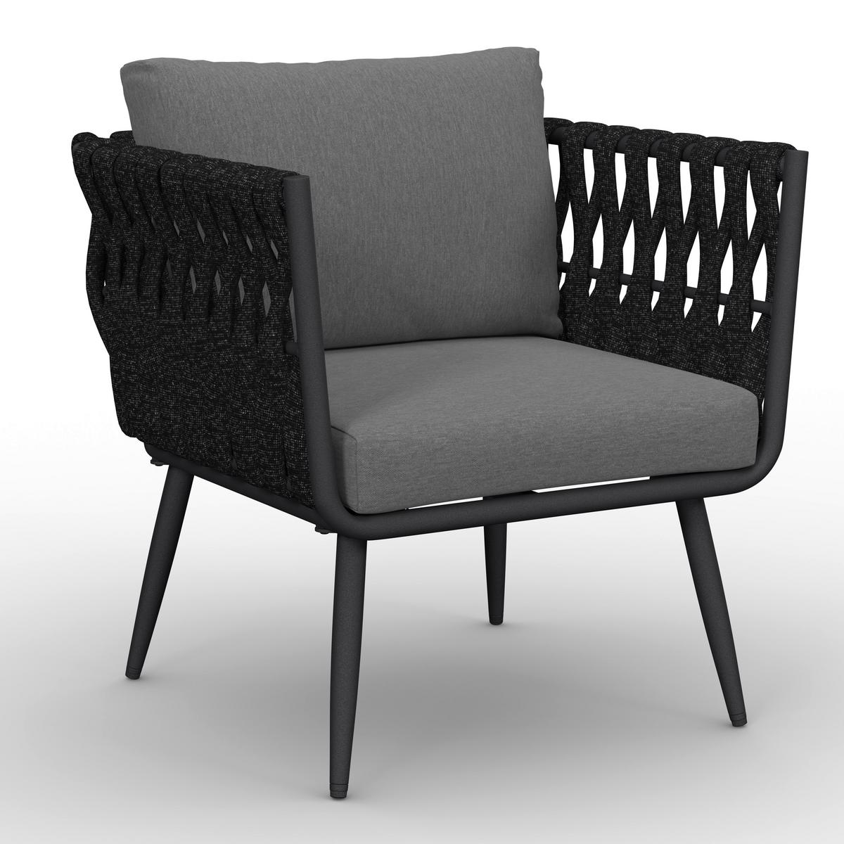 Dining-Loungeset Mila Dunkelgr Outdoorstoff/Metall - Dunkelgrau, MODERN, Kunststoff/Textil - Bessagi Garden