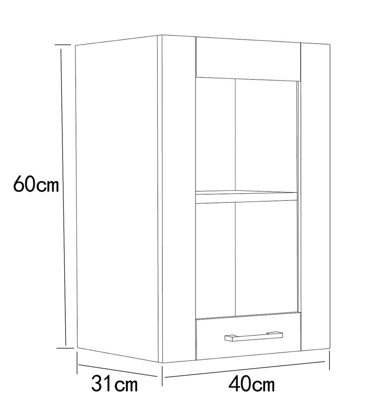 Kuhinjska Zgornja Omarica Colura, Bela, Antracit, Š 40cm - srebrne barve/bela, Trend, umetna masa/steklo (40/60/31cm) - MID.YOU