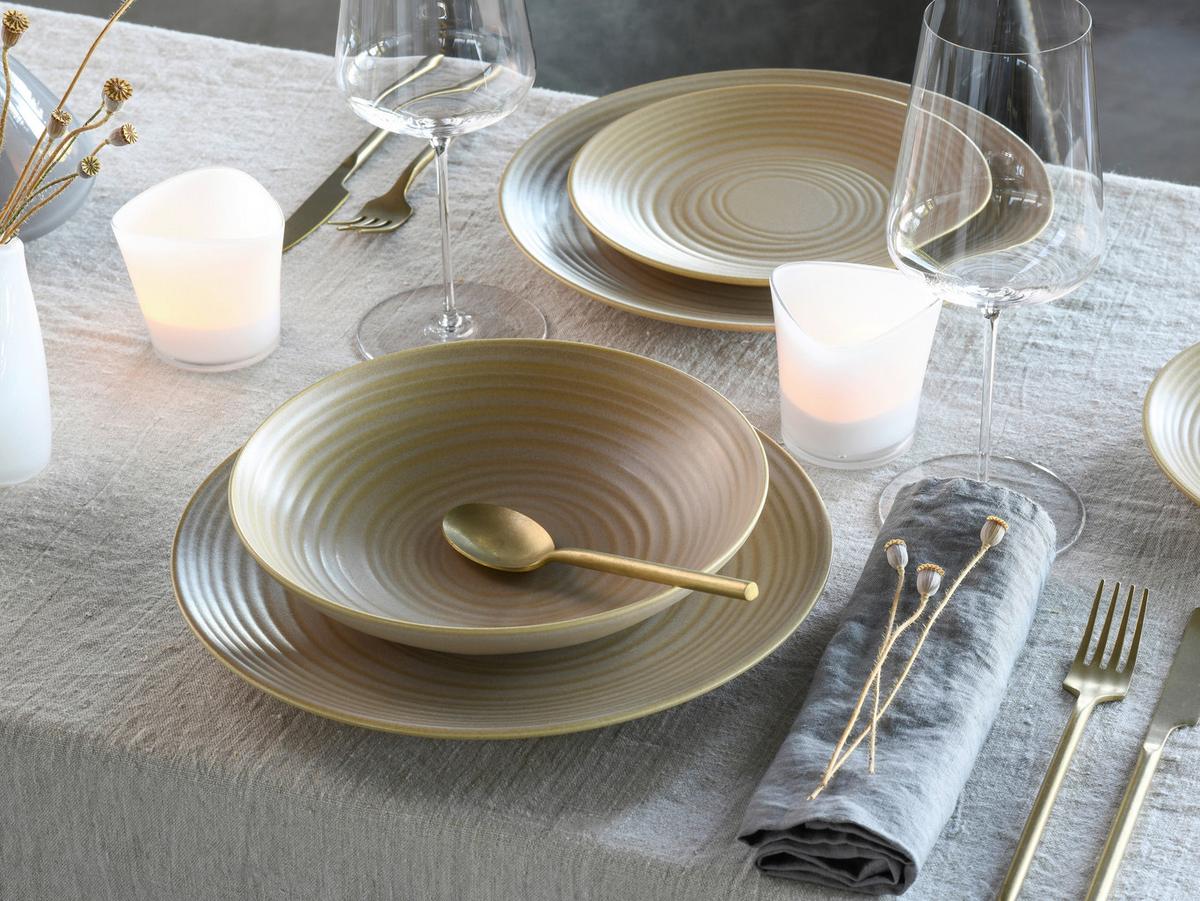 Kombinirani Servis Lava Stone Sand, 12-Delni - peščene barve, Basics, keramika - Creatable