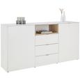 Sideboard Weiß/Sonoma Eiche - Alufarben/Weiß, MODERN, Glas/Holzwerkstoff (181/92,3/41,7cm) - MÖMAX modern living