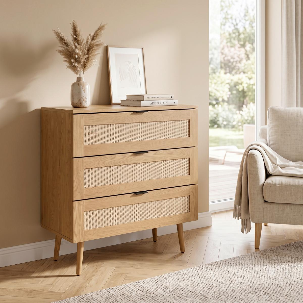 Kommode Boheo Eichefarben - Eichefarben/Schwarz, MODERN, Holzwerkstoff (80/90/40cm) - MID.YOU