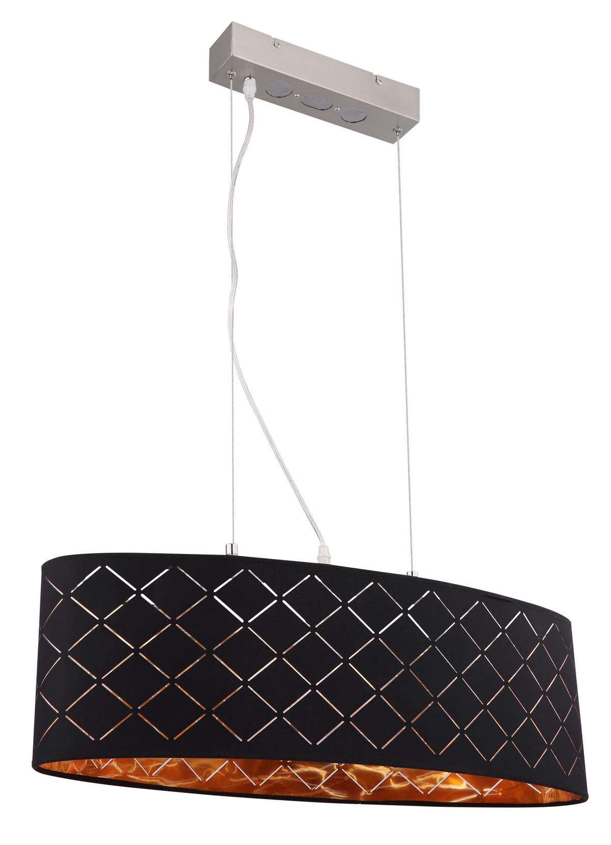 Hängeleuchte Clarke Goldfarben/Schwarz max. 7 Watt - Goldfarben/Schwarz, Basics, Textil/Metall (65/25/140cm) - Globo