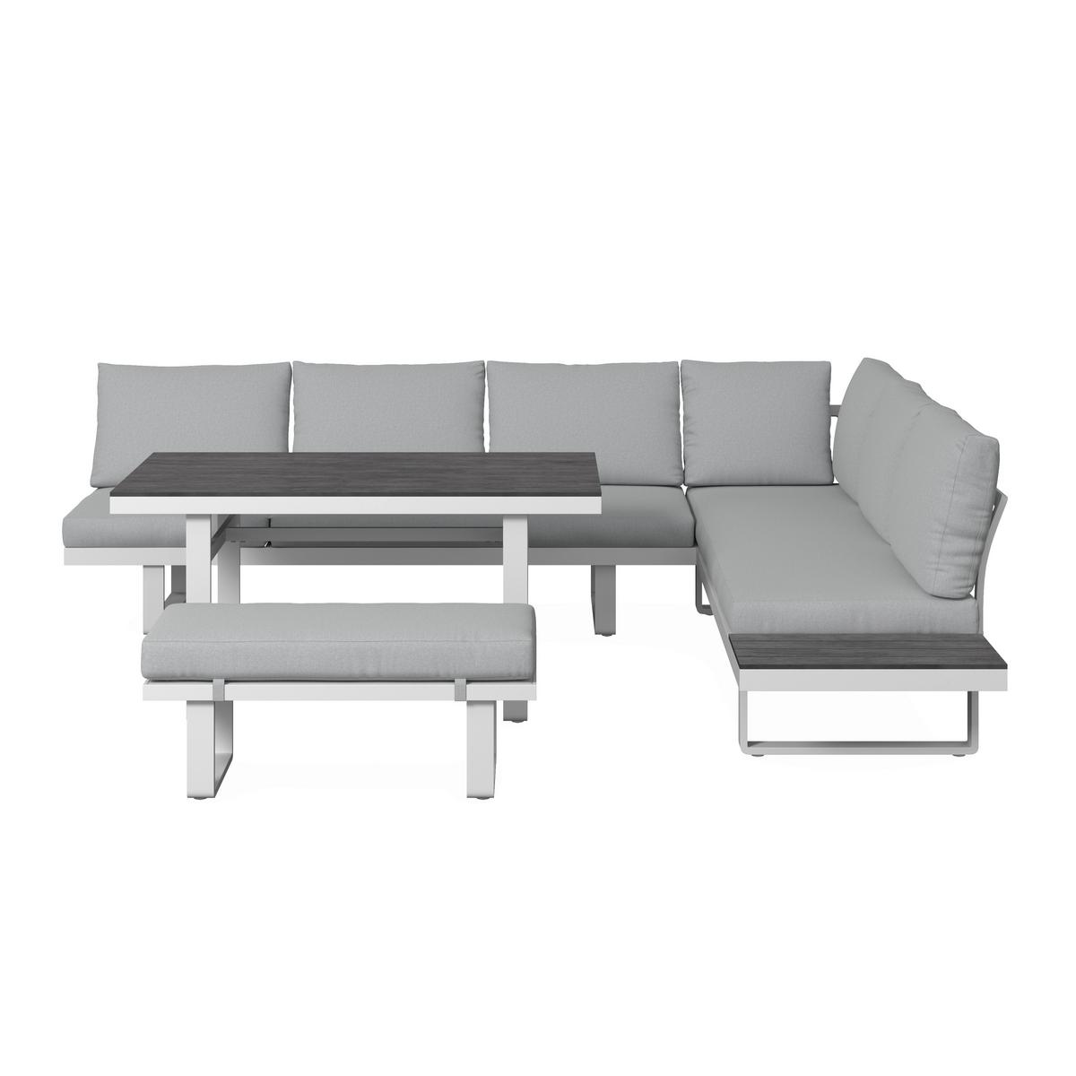 Dining-Loungeset Leandra Hellg Outdoorstoff/Metall/Polywood - Dunkelgrau/Hellgrau, MODERN, Kunststoff/Textil - Bessagi Garden