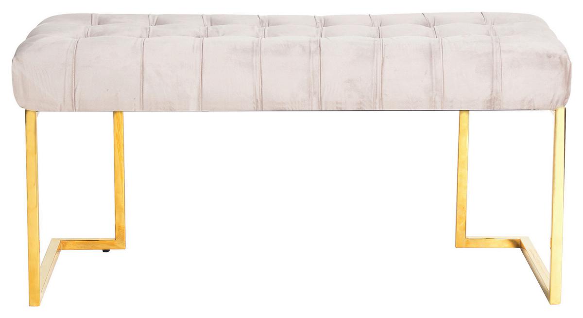 Hockerbank Parity Taupe Samt - Taupe/Goldfarben, Design, Kunststoff/Metall (47/48/100cm) - Kayoom