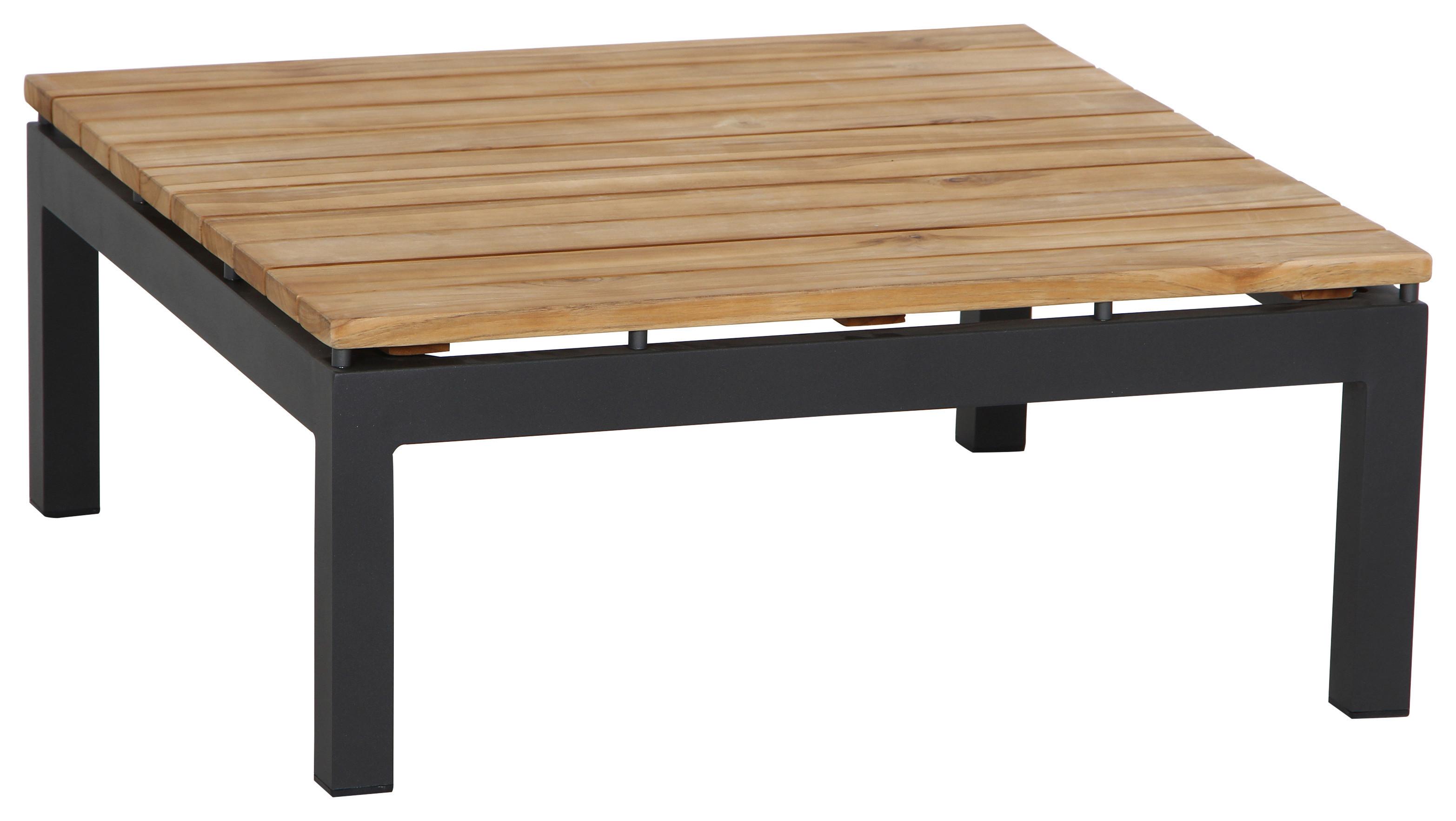 Loungetisch Alvida Teakholz /Schwarz B: ca. 73,5 cm - Anthrazit/Teakfarben, MODERN, Holz/Metall (73,5/73,5/31,5cm) - Siena Garden