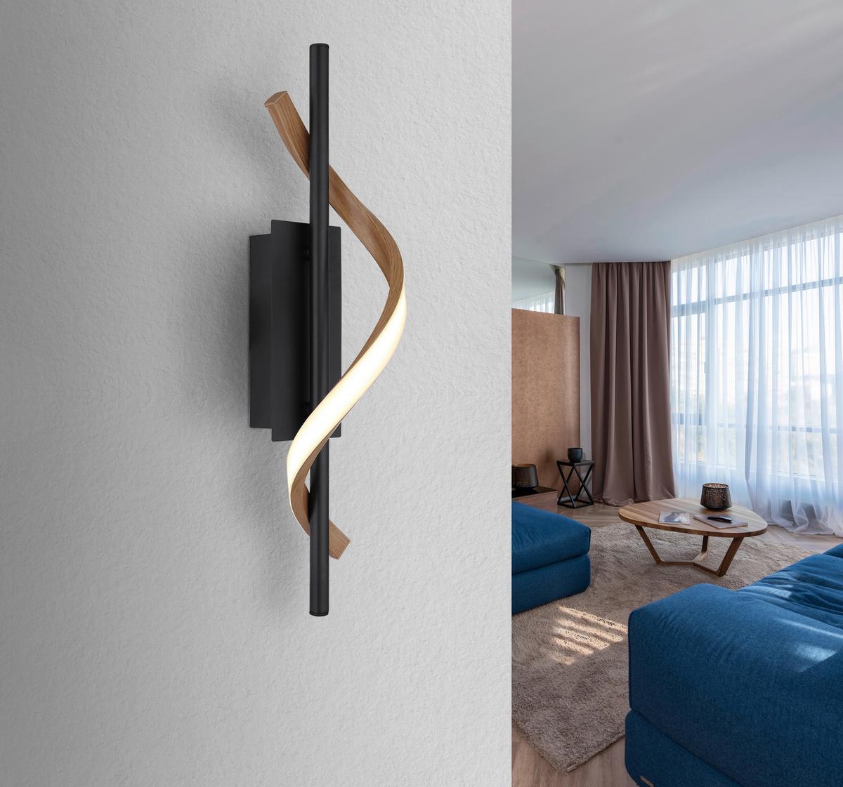 Led Zidna Svjetiljka Watkins - bijela/smeđa, Design, metal/plastika (10/46,5/13cm) - Globo