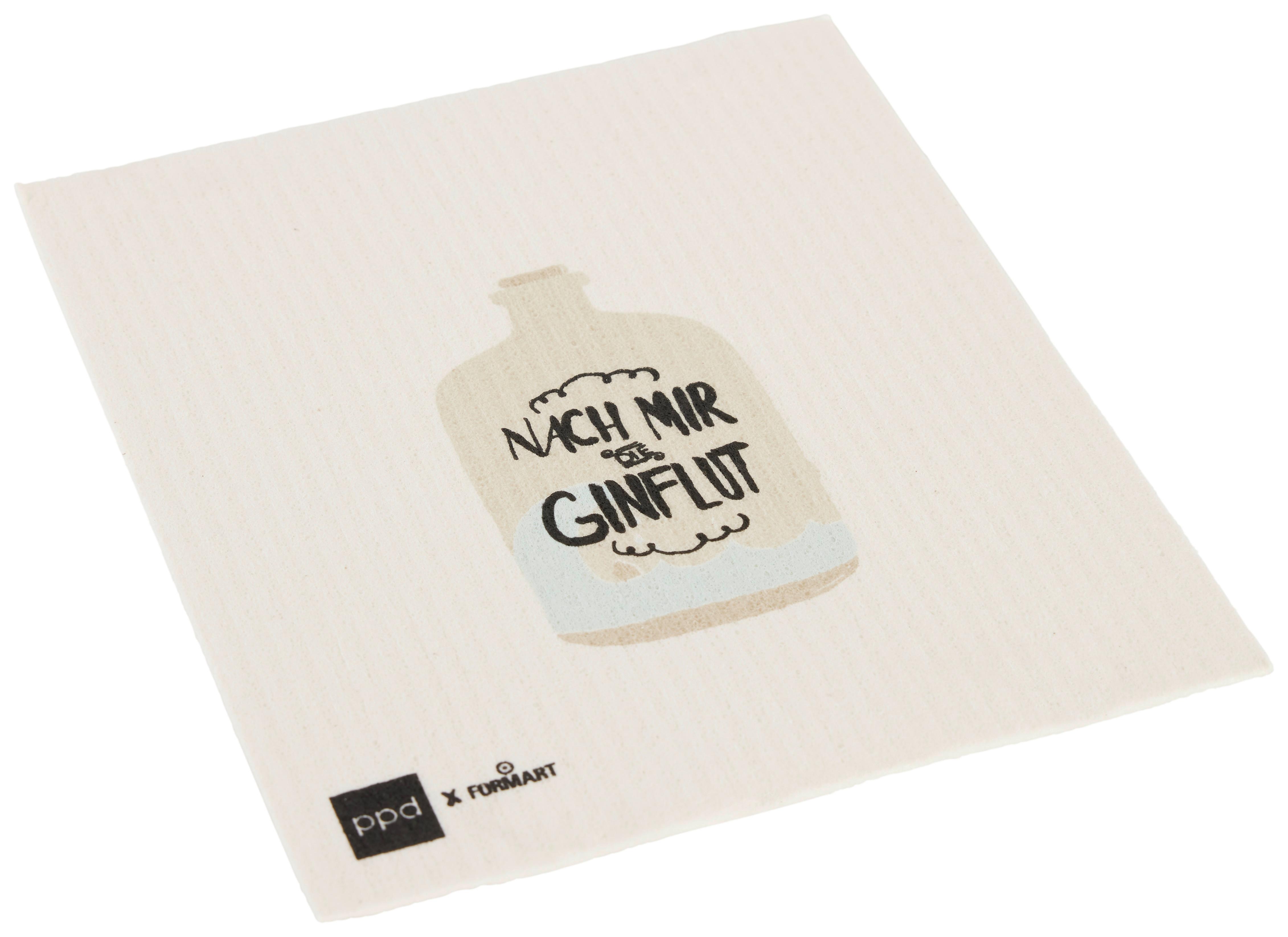 Schwammtuch Peter in Weiß/Schwarz ca. 20x17cm - Blau/Schwarz, Textil (20/17cm)