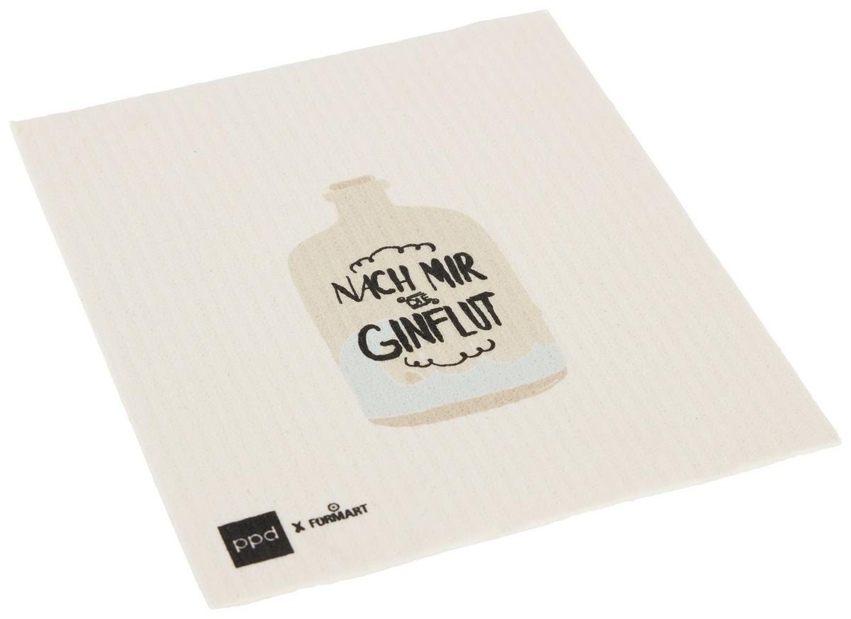 Schwammtuch Peter in Weiß/Schwarz ca. 20x17cm - Blau/Schwarz, Textil (20/17cm)