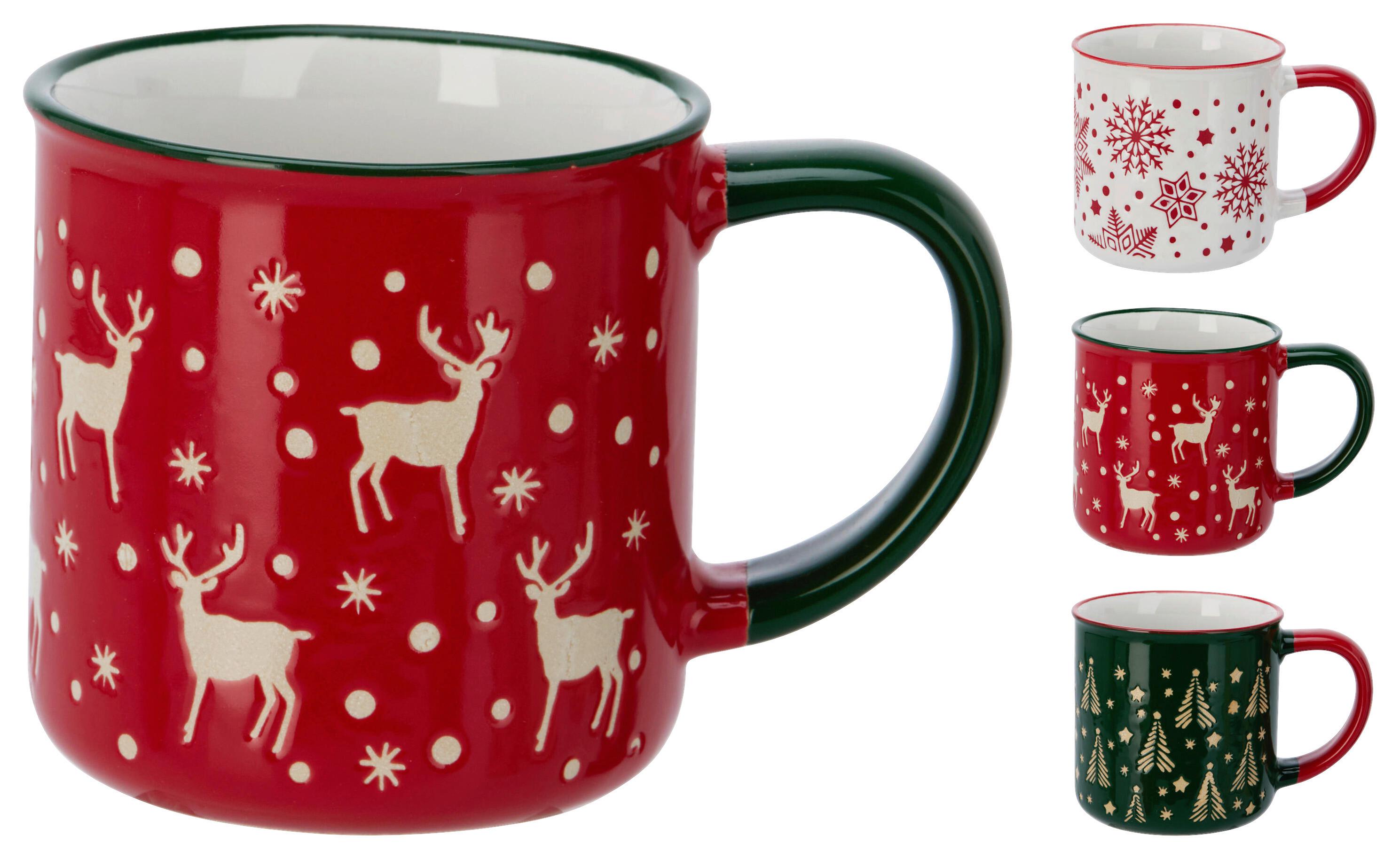 Tasse Christmas Grün/Rot/Weiß ca. 250ml - Rot/Weiß, KONVENTIONELL, Keramik (8/11cm) - Mömax