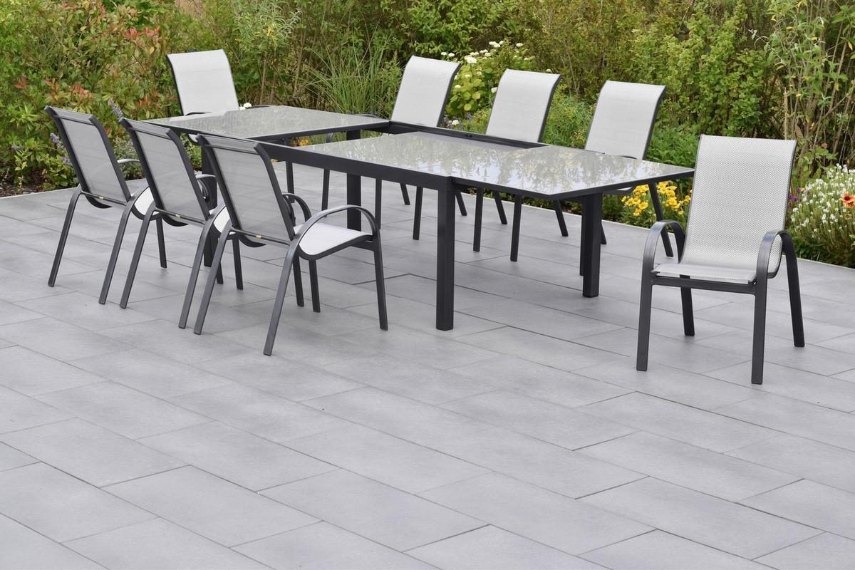 Vrtni Set Amalfi, 9-Delni, Aluminij - siva/barve grafita, Moderno, kovina/tekstil - Gardenson