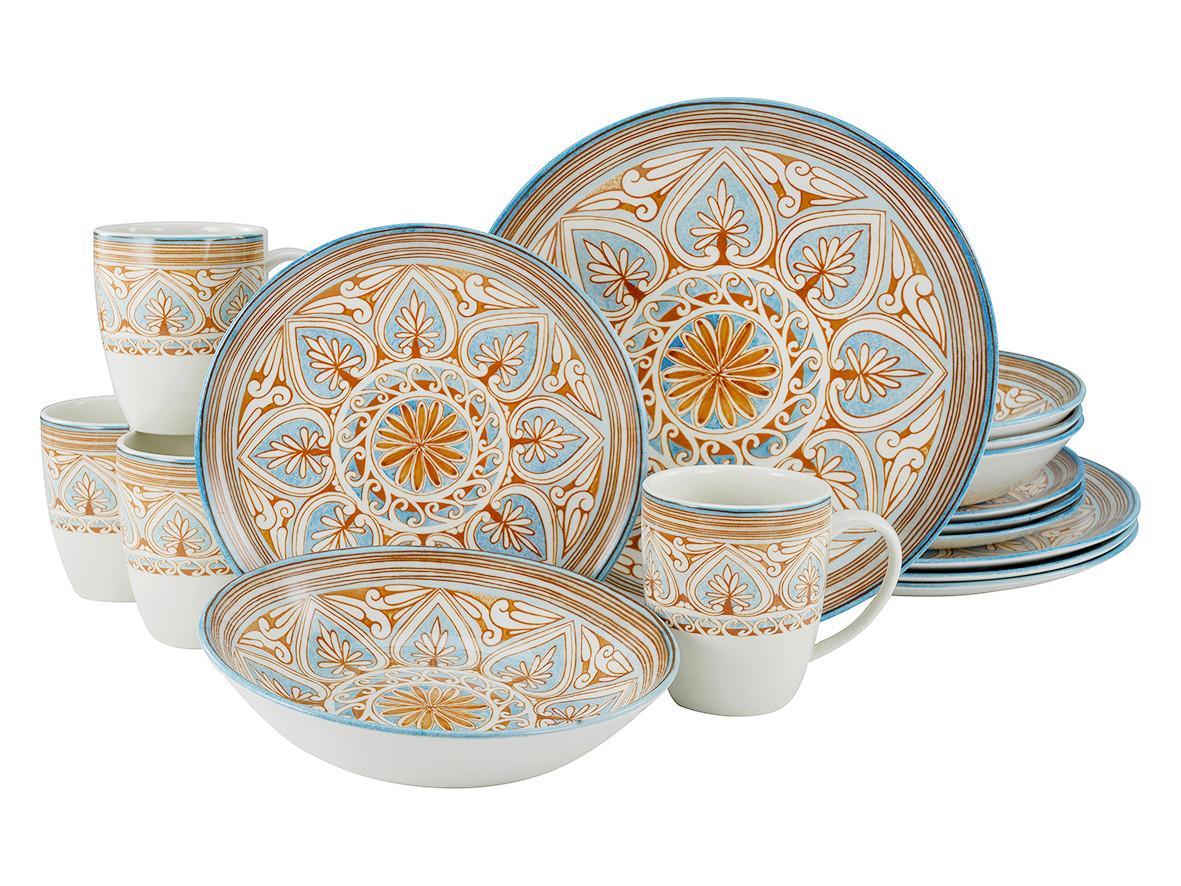 SERWIS OBIADOWO-ŚNIADANIOWY MAJOLIKA BLAU KOMBI - czerwony/niebieski, Trend, ceramika (43,5/26,5/40cm) - Creatable