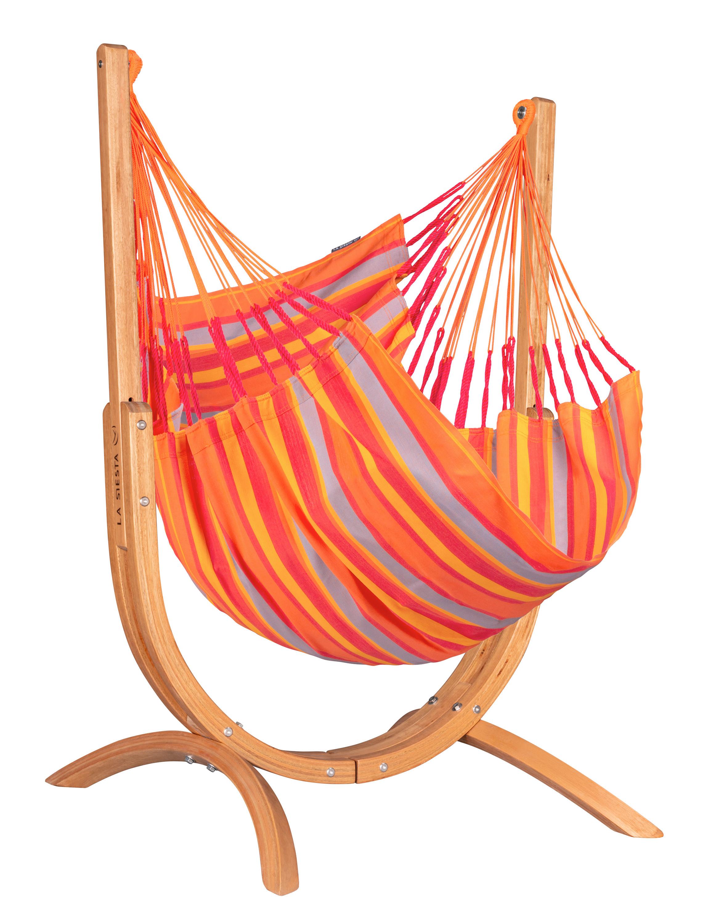 Hängematte Hammock Echtholz Gelb/Grau/Naturfarben - Eukalyptusholzfarben/Gelb, KONVENTIONELL, Holz/Textil (100/152/92cm) - La Siesta