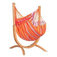 Hängematte Hammock Echtholz Gelb/Grau/Naturfarben - Eukalyptusholzfarben/Gelb, KONVENTIONELL, Holz/Textil (100/152/92cm) - La Siesta