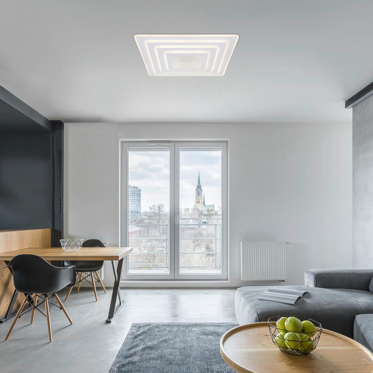 LED-Deckenleuchte Jocelyn Opal/Weiß max. 60 Watt - Opal/Weiß, Design, Kunststoff/Metall (70/70/6,7cm) - Globo