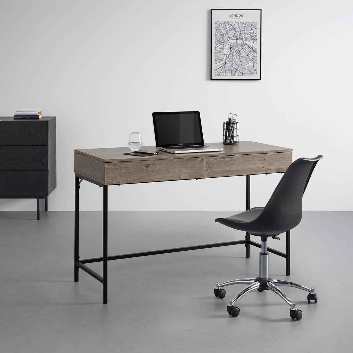 Schreibtisch Cara Walnussfarben MDF ca.120x50 cm - Walnussfarben/Schwarz, MODERN, Metall (120/50/76cm) - Bessagi Home