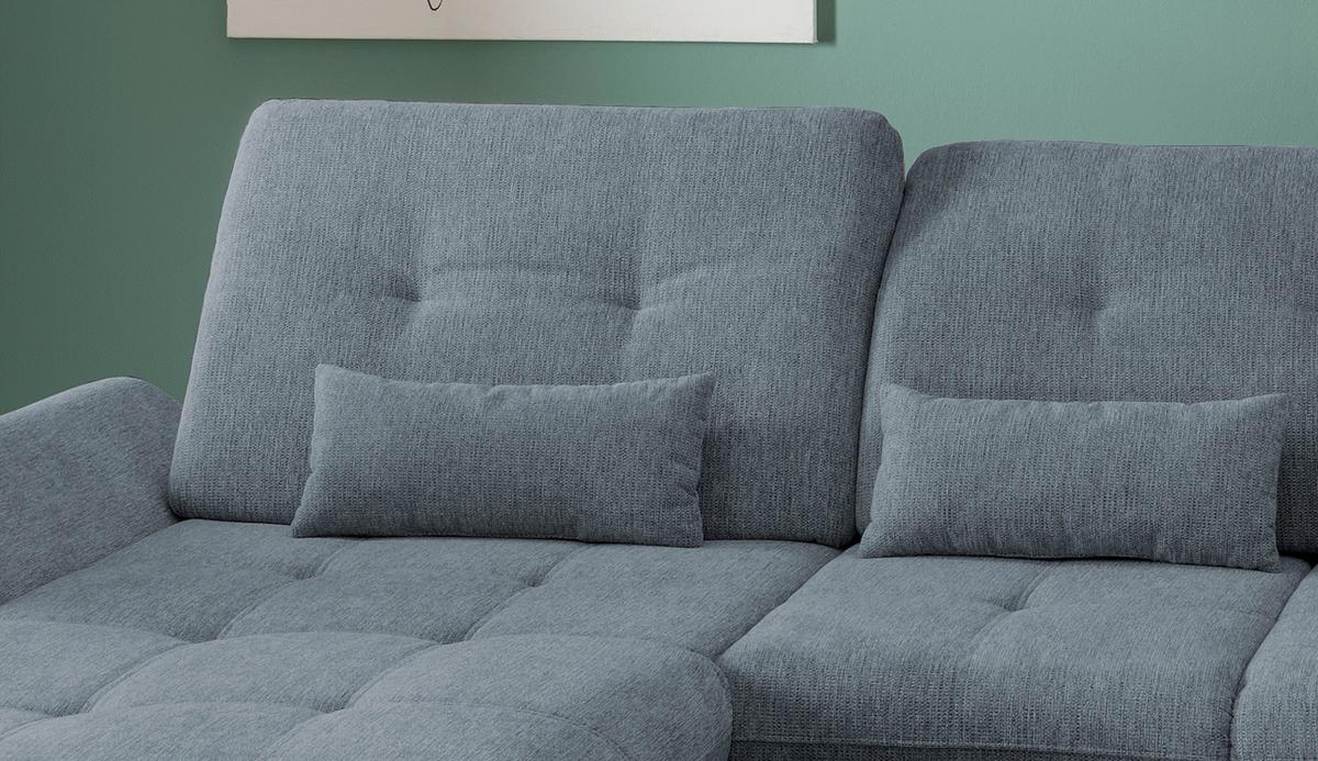 Wohnlandschaft Dalida Hellblau Chenille - Chromfarben/Hellblau, Design, Textil/Metall (195/376/254cm) - Livetastic