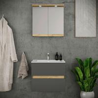 Badezimmer Cosila - Honigeiche/Weiss, Trend, Keramik/Holzwerkstoff (61cm) - MID.YOU
