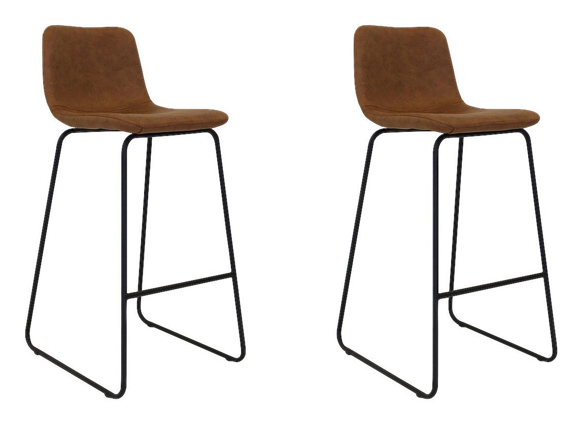 Barhocker-Set Byron Lederoptik ca. 48x102 cm 2er-Set Cognac - Cognac/Schwarz, LIFESTYLE, Kunststoff/Metall (48/102/54cm) - MID.YOU
